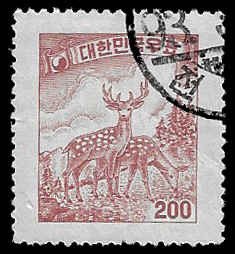 Korea #279 Used; 200h Deer (1957)