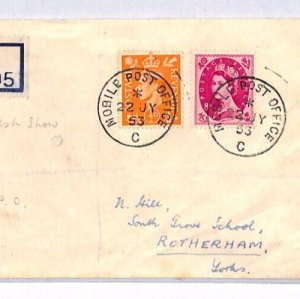 GB Wales Cover *MOBILE POST OFFICE* ROYAL WELSH SHOW 1953 Registered PH48