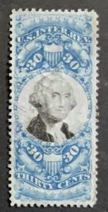 USA REVENUE STAMP SECOND ISSUE 1871 30 CENTS CUT CANCEL SCOTT #R113