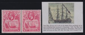 St. Helena, SG 99b, MLH pair Torn Flag variety