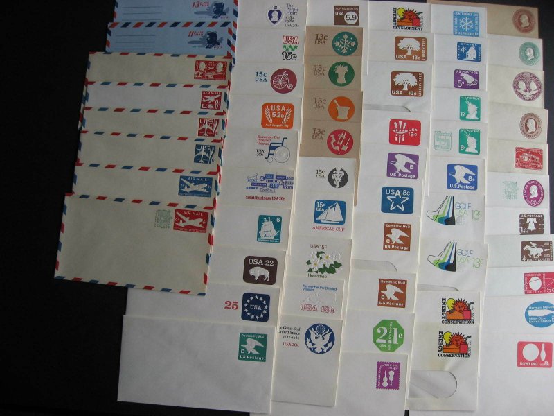 USA stationery 56 different envelopes mint 1800s - 1970s era check them out!