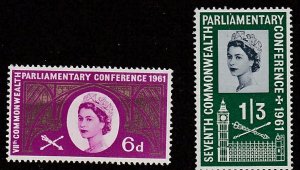 Great Britain # 385-386, Commonwealth Parliament, Mint Hinged, Creased 10%