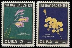 1955 Cuba Cattleyopsis Lindenil Qrchid  SC# 611-612 MLH