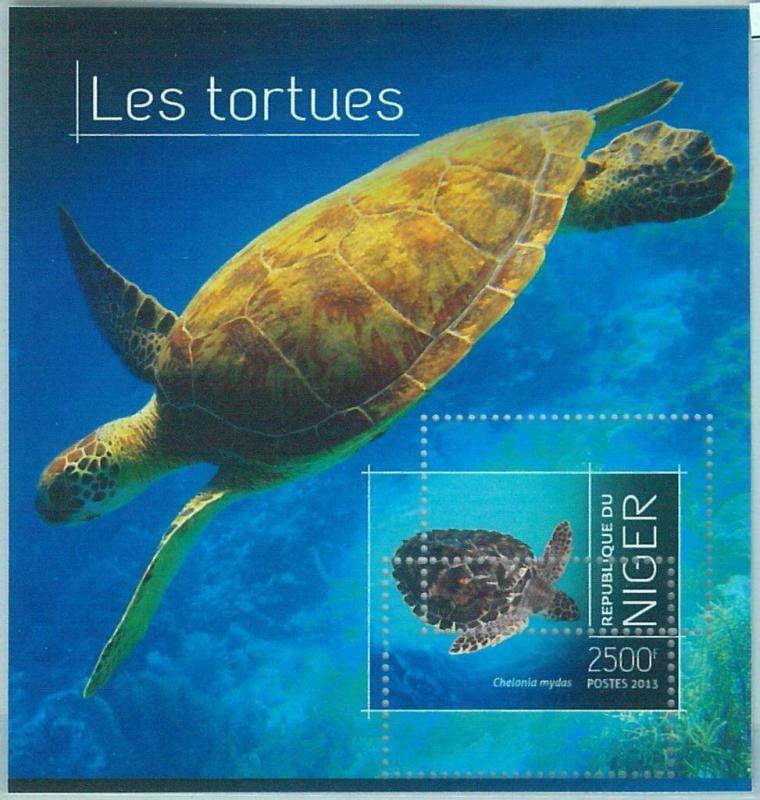1517 - NIGER - ERROR, 2013 MISSPERF SHEET: Turtles, Marine Life