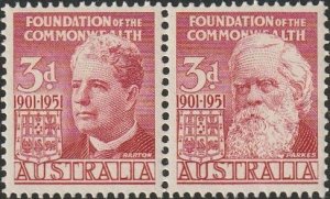 Australia 1951 Sc#241a 3d Red Joined Pr Barton/Parkes MNH-VF.
