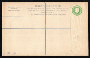 1922 Reg. env. size H with 5d embossed stamp George V emerald green, code E.Q.