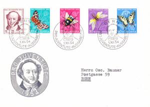 Switzerland 1954 Pro-Juventute Complete First Day Cover Butterflies