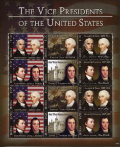 Liberia 2018 MNH Vice Presidents of USA James Madison Monroe 12v M/S III Stamps