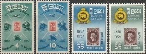 Ceylon,#334-337 Mint Hinged From 1957