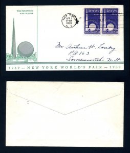 # 853 First Day Cover addressed with LinPrint cachet dated 4-1-1939