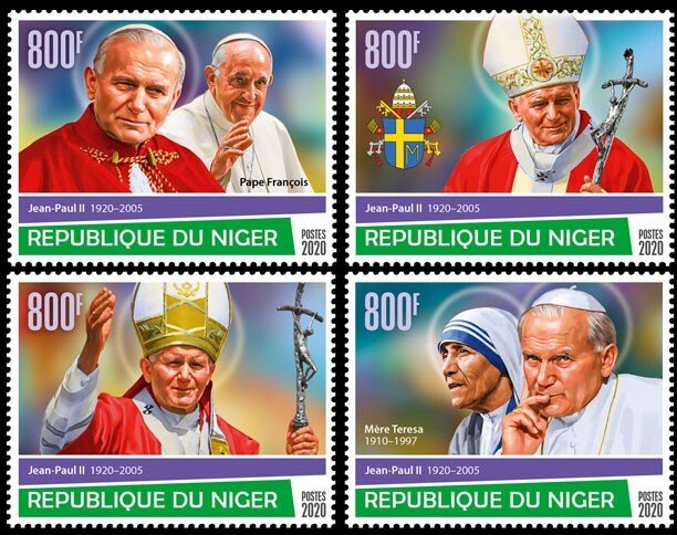 NIGER - 2020 - Pope John Paul II - Perf 4v Set - Mint Never Hinged