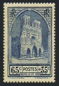 France B74,MNH.Michel 430. Reims Cathedral,reconstruction,1938.