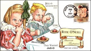 Scott 3502e 34 Cents Rose O'Neill Collins Hand Painted FDC