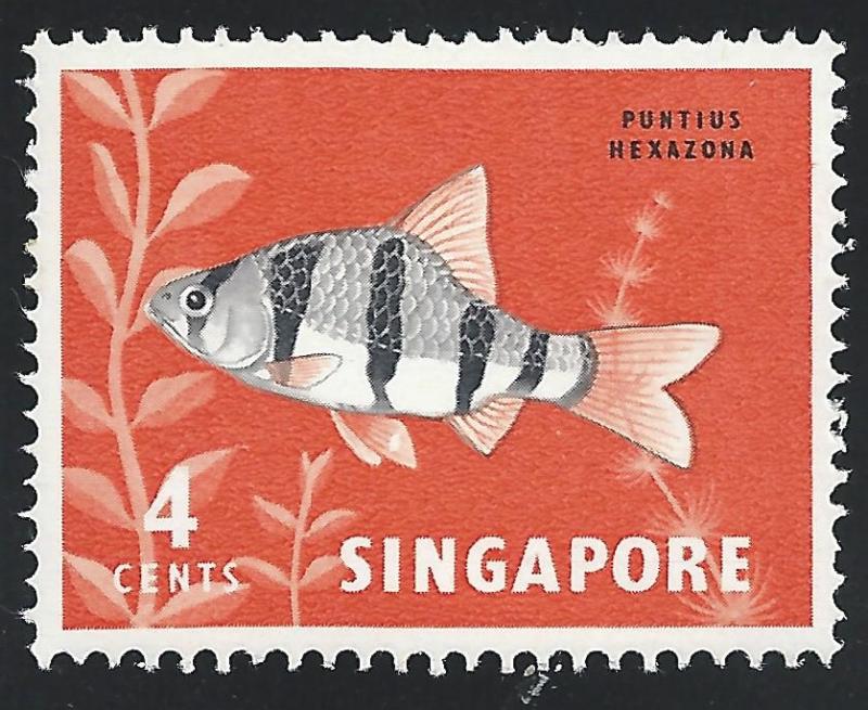 Singapore #54 4c Fish Tiger Barb MNH