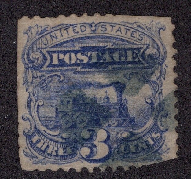 US #114 Three Cent * BLUE CANCEL Minor Fault* ~jm-0095