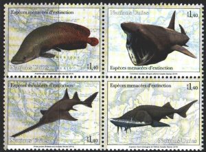 UN Geneva. 2014. 884-87. endangered species, sharks. MNH.