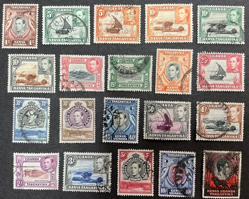 Kenya-Uganda-Tanganyika #66-85 - 1938-1954 Complete set of 20 Used stamps.