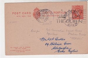 England 1953 Portsmouth&Southsea Cancel Long Live Queen Slogan Stamp Card  34844