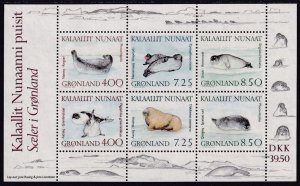 Sc# 334a Greenland 1991 Walrus and Seals S/S Souvenir sheet MNH CV $17.00 