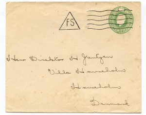 GB Postal Stationery Envelope FS Cancel to Denmark