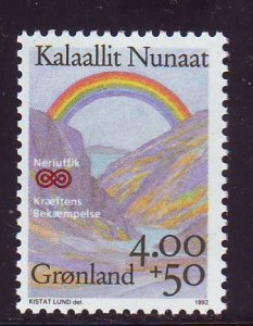 Greenland Sc B16 1992 cancer Research charity stamp mint NH
