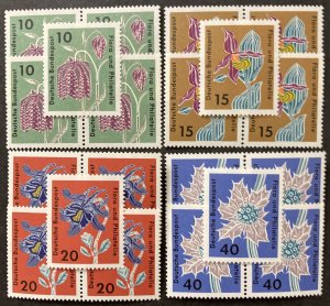 Germany 1963 #857-60, Flowers, Wholesale Lot of 5, MNH, CV $5