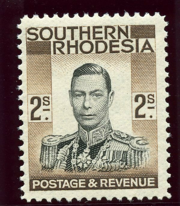 Southern Rhodesia 1937 KGVI 2s black & brown superb MNH. SG 50. Sc 52.