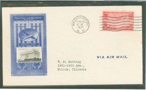 US C22 1937 50c Trans-Pacific clipper (single) on an addressed (typed) FDC with an Ioor cachet.