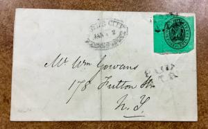 Boyd's City Express #20L8 1852  Cover  stamp tied by PAID J.T.B. Cancel