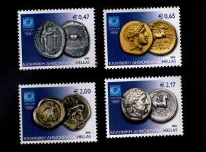 GREECE Scott 2113-2116  MNH** ancient olympic coins on stamp set