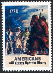 Patriotic WW2 Poster Stamp - Fight For Liberty - Cinderella