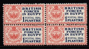 EGYPT - BRITISH FORCES SGA1 1932 1pi DEEP BLUE & RED BLOCK OF 4 MNH
