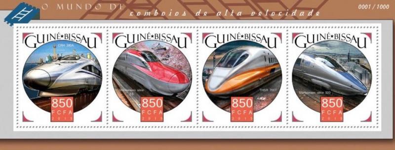 Speed Trains Züge TGV Locomotives Railways Railroads Guinea-Bissau MNH stamp set