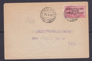 1917 Rome Italy First Experimental Flight Airmail Cover FFC To Torino Sc #C1