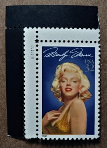 United States #2967 32c Marilyn Monroe MNH plate #S11111 (1995)