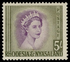 RHODESIA & NYASALAND QEII SG13, 5s violet & olive-green, M MINT. Cat £26.