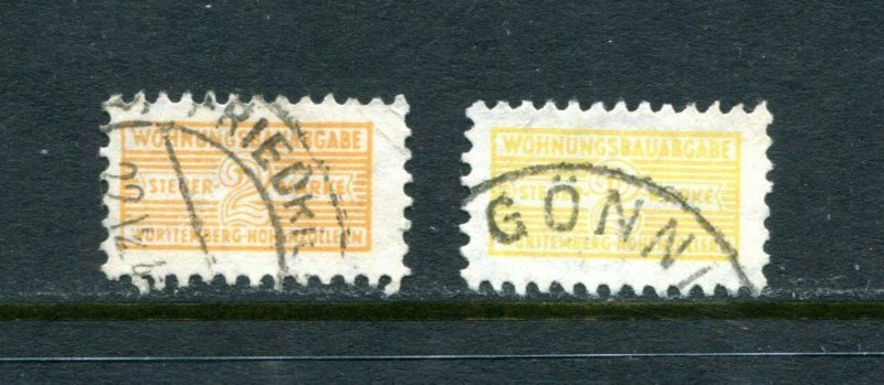 x672 - GERMANY Lot of (2) Revenue Stamps. Used. Wohnungsausgabe, Fiscal