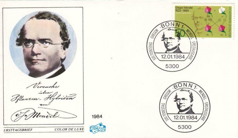1984, Germany: Gregor Mendel, FDC, Unaddressed (D6532)