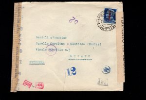 Germany & Italy Censor Markings Northern Italian State Milan 1944 WWII Cover 7f