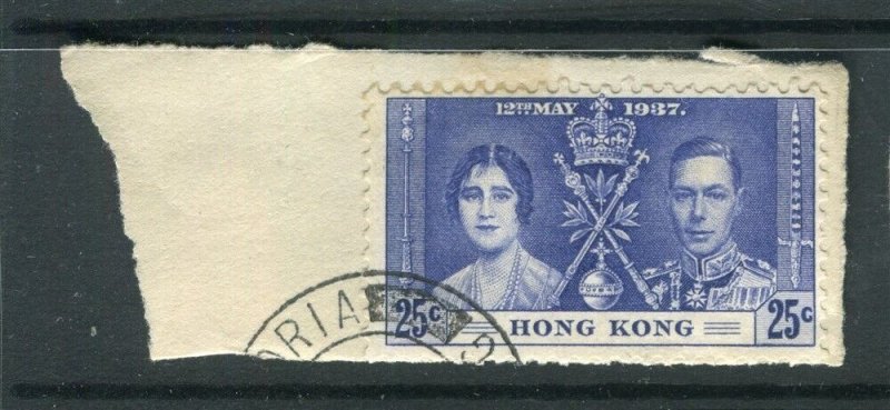 HONG KONG; 1940s early GVI Portrait issue fair POSTMARK PIECE