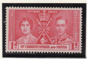 St Kitts Nevis 1937 Early Issue Fine Mint Hinged 1d. Coronation Set 027815