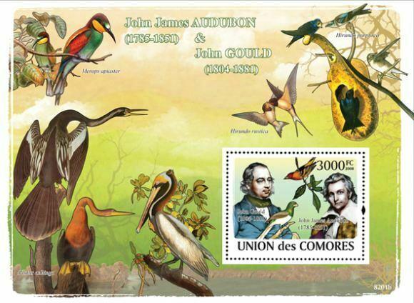 WD04/01/21-Comoros - Audubon & Gould -  Stamp S/S  - 3E-042