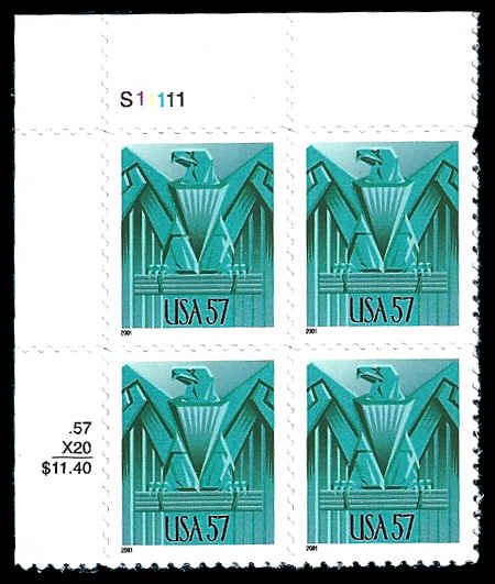 PCBstamps  US #3471A PB $2.28(4x57c)Eagle, (S1),  MNH, (PB-1)