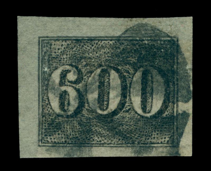 BRAZIL 1850  Numerals  600reis black  Sc# 28 used  XF-SUPERB stamp