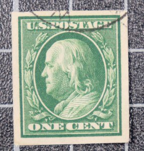 Scott 383 1 Cent Franklin Used Nice Stamp SCV $2.75