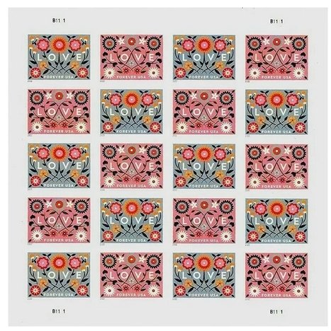 2022 LOVE Forever stamps 5 sheets total 100pcs