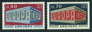 Andorra Fr 188-189,MNH.Michel 214-215. EUROPE CEPT-1969,10th anniversary.