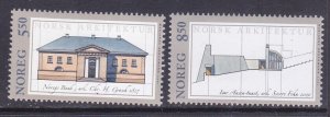 Norway 1296-97 MNH 2001 Norwegian Architecture Bank Norway & Ivar Aasen Center