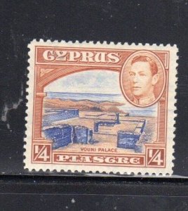 CYPRUS #143 1938 1/4pi KING GEORGE VI & RUINS MINT VF LH O.G aa