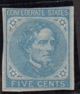 Confederate States No. 6 Unused, No gum, with Hinge Remnant